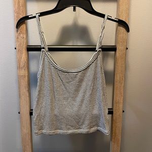 Black and White Striped Cropped Top. SIZE: Medium
